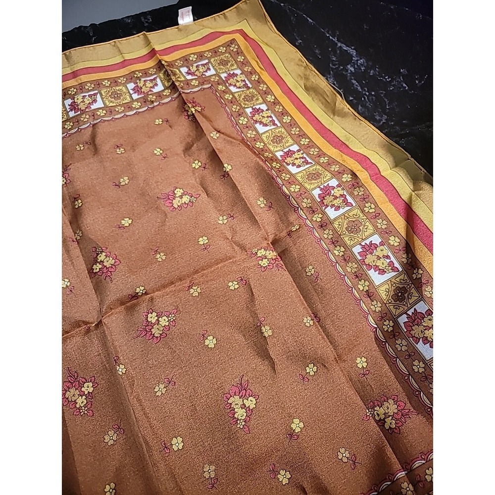 Vintage Womens Scarf Sheer Gold Orange Head Neck Convertable Boat